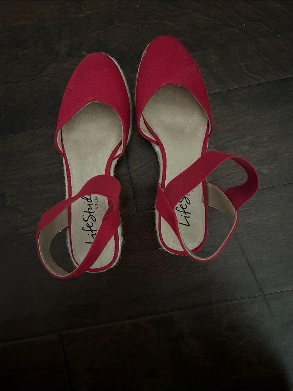 Life Stride Red Women's Slingback Espadrille Flats - Canvas Summer Shoes